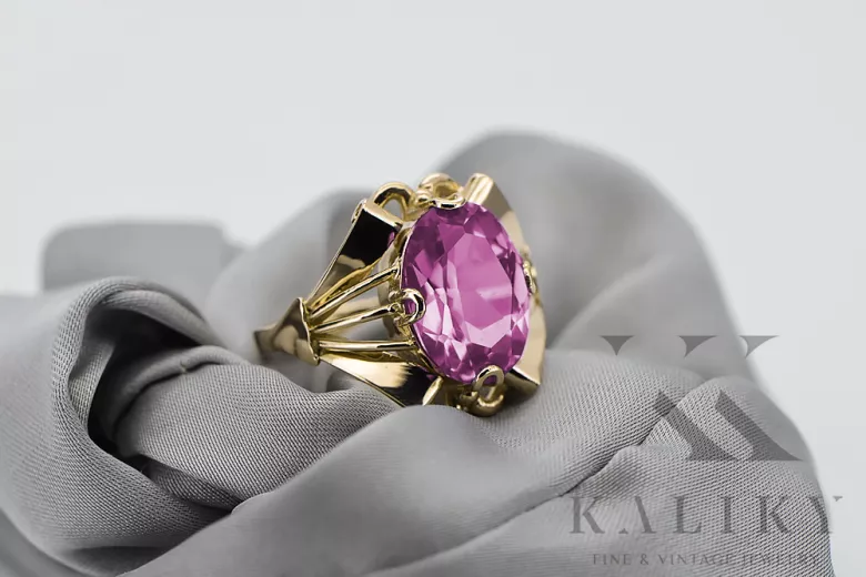 Vintage style Ring Amethyst 14K Yellow gold vrc015y